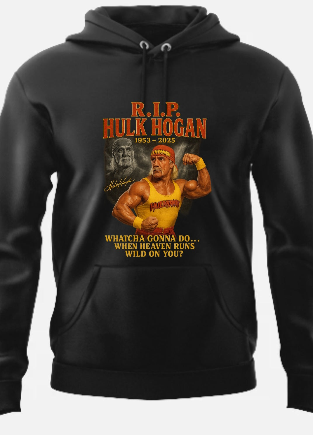Hulk Hogan Tribute T-Shirt - Menswear Top Short Sleeve Round Neck Streetwear Tropical Design R.I.P. Hulk Hogan 1983-2025 Whatcha Gonna Do When Heaven Runs Wild On you