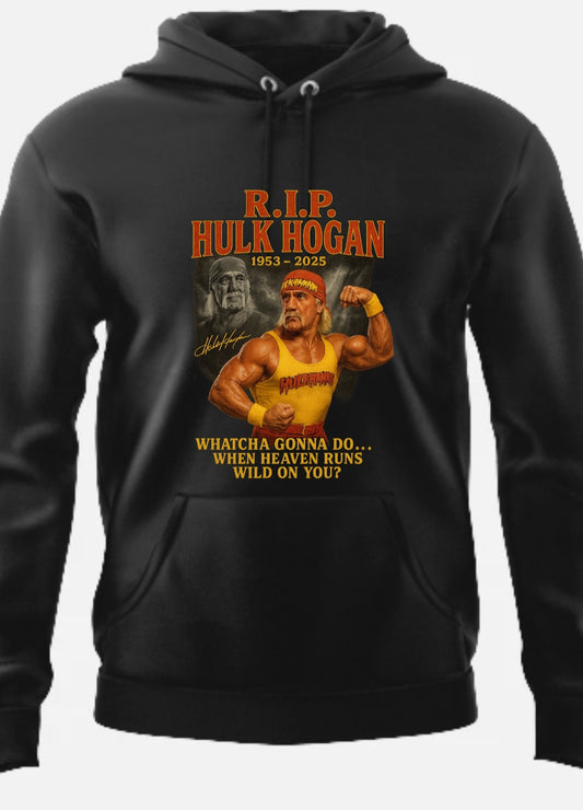 Hulk Hogan Tribute T-Shirt - Menswear Top Short Sleeve Round Neck Streetwear Tropical Design R.I.P. Hulk Hogan 1983-2025 Whatcha Gonna Do When Heaven Runs Wild On you